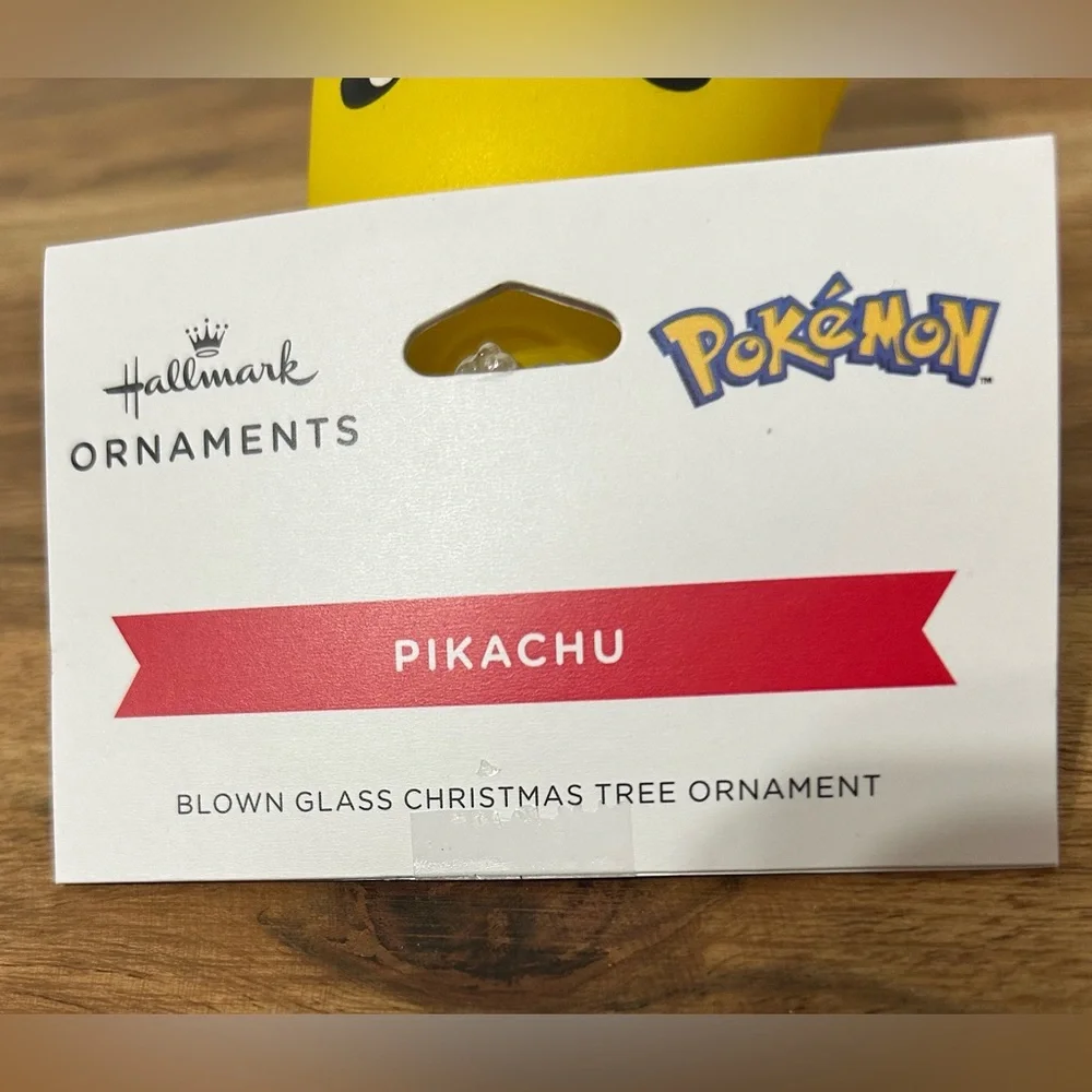 Hallmark POKÉMON PIKACHU Blown Glass Ornament 4”X3” NWT